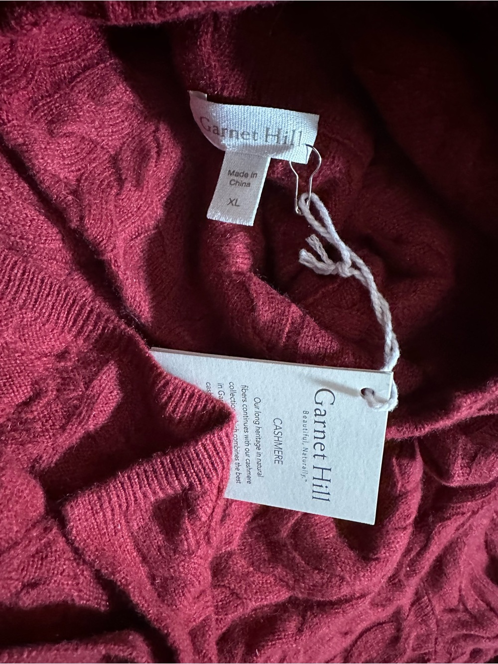 Garnet Hill Red Cable Turtleneck Sweater - Picture 4 of 5